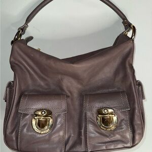 Marc Jacobs Vintage Blake Taupe Leather Shoulder Bag with Gold Accents